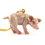 Porcelain Pink Piglet Pig Farm Animal Shaped Ceramic Pendant Necklace