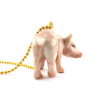 Porcelain Pink Piglet Pig Farm Animal Shaped Ceramic Pendant Necklace