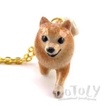 3D Porcelain Pomeranian Puppy Shaped Ceramic Pendant Necklace | DOTOLY
