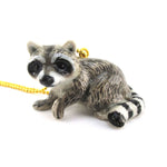 3D Porcelain Raccoon Trash Panda Shaped Ceramic Pendant Necklace