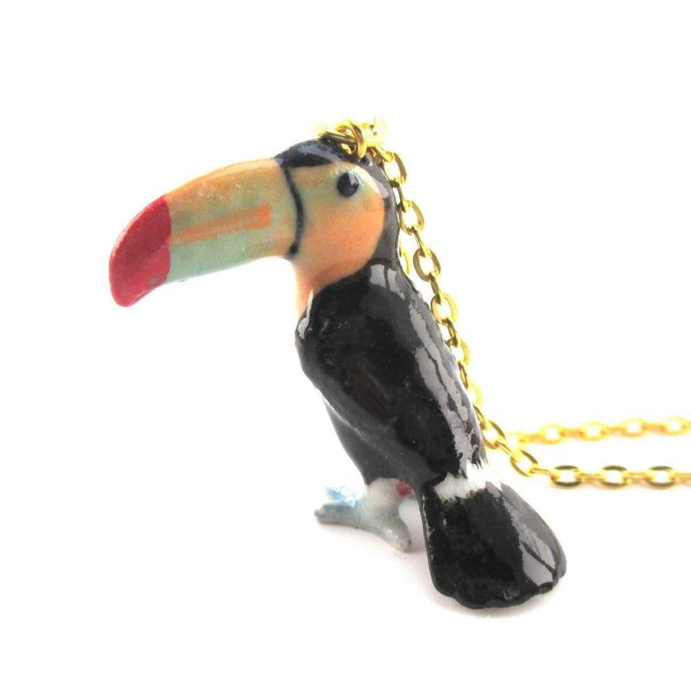 3D Porcelain Ramphastos Toco Toucan Ceramic Pendant Necklace | DOTOLY