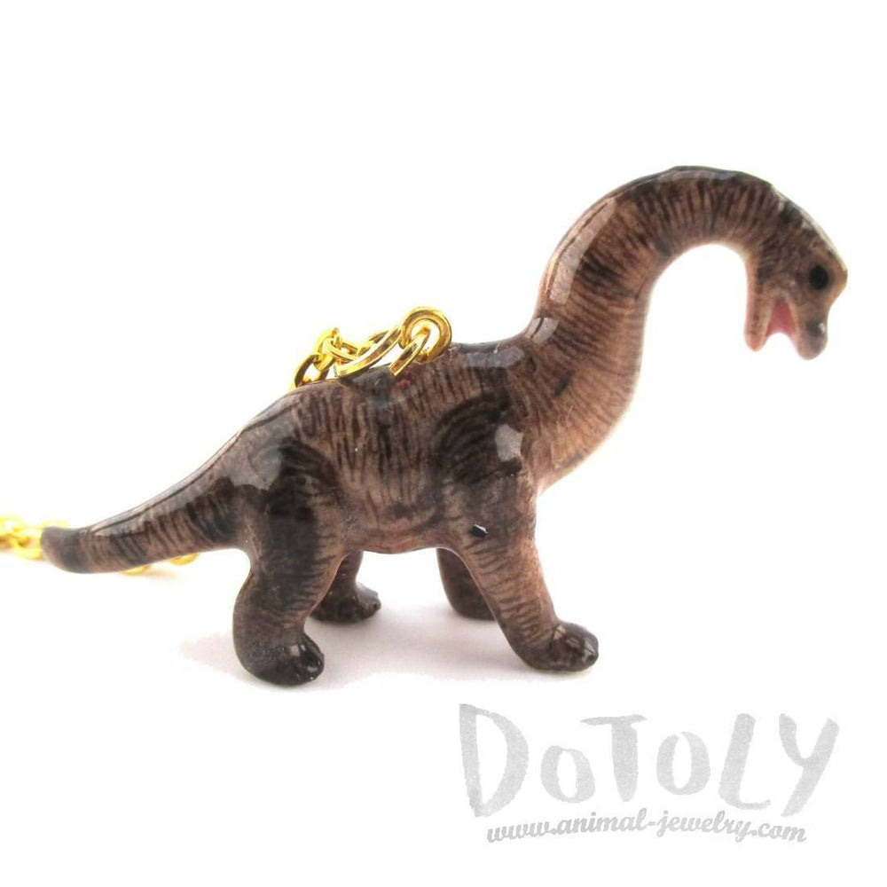 3D Porcelain Sauropoda Brachiosaurus Dinosaur Shaped Pendant Necklace