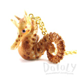 3D Porcelain Seahorse Shaped Hand Painted Ceramic Animal Pendant Necklace | Handmade | DOTOLY