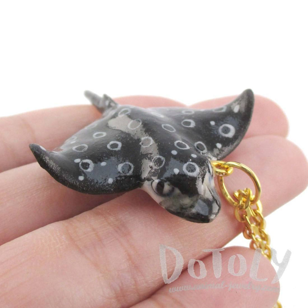 Porcelain Spotted Eagle Ray Shaped Ceramic Pendant Necklace | DOTOLY