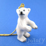 3D Porcelain Standing Polar Bear Cub Shaped Ceramic Pendant Necklace
