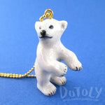 3D Porcelain Standing Polar Bear Cub Shaped Ceramic Pendant Necklace