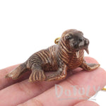 3D Porcelain Walrus Shaped Ceramic Pendant Necklace | Animal Jewelry