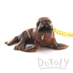 3D Porcelain Walrus Shaped Ceramic Pendant Necklace | Animal Jewelry