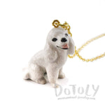 3D Porcelain White Toy Poodle Shaped Ceramic Pendant Necklace | DOTOLY