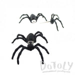 3D Spider Tarantula Bug Shaped Front and Back Stud Earrings in Black