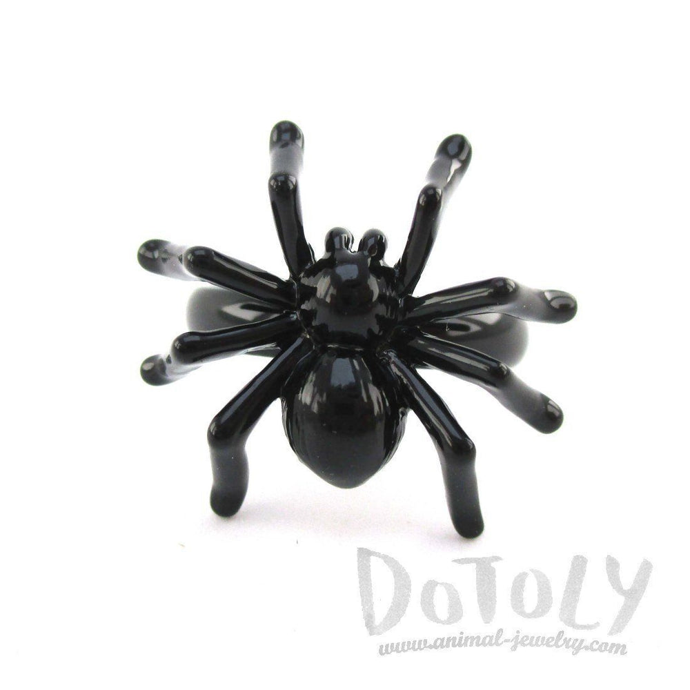 3D Tarantula Spider Shaped Insect Bug Adjustable Ring in Black