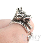 3D Timber Wolf Shaped Animal Spirit Ring in Silver | Animal Rings