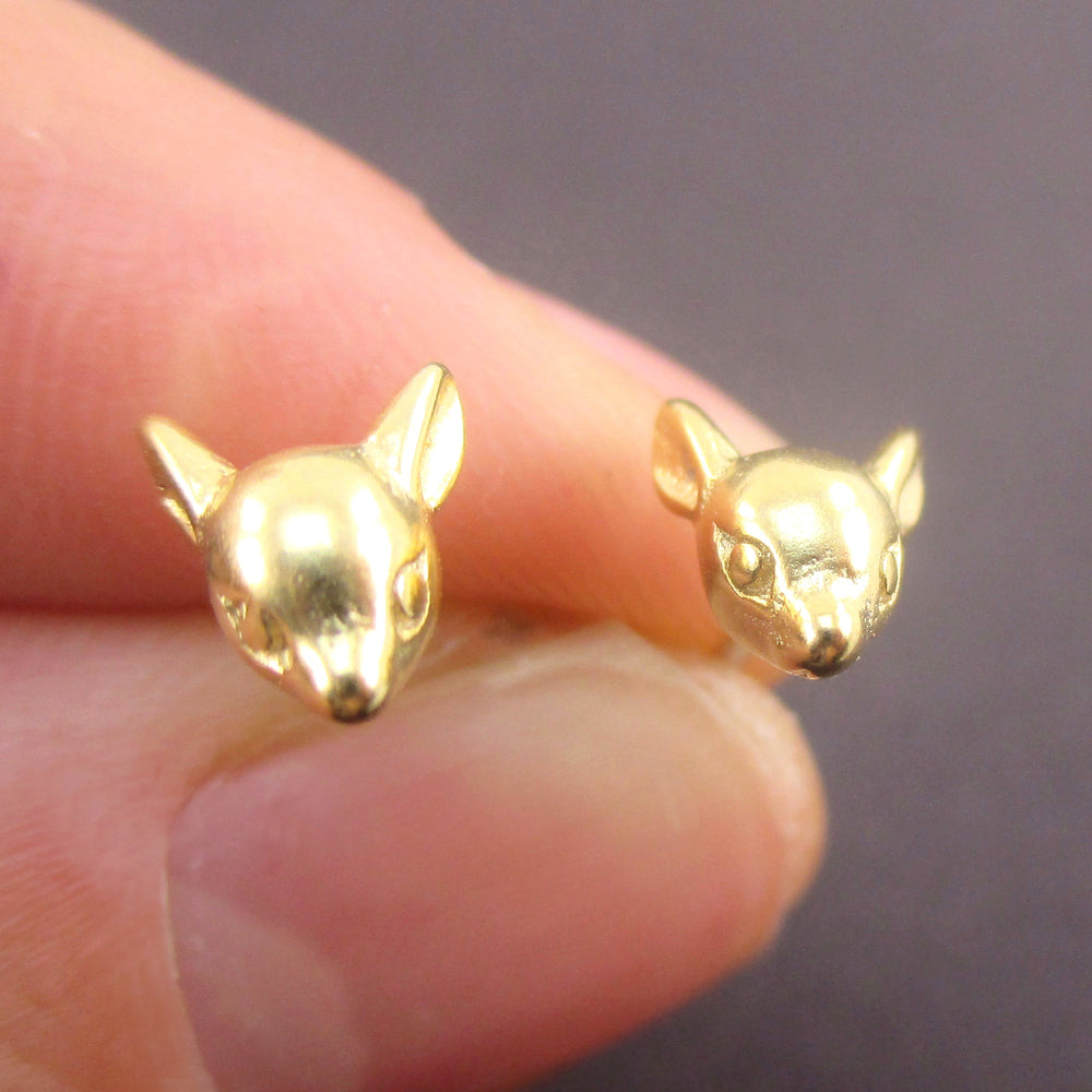 3D Miniature Deer Doe Head Shaped Animal Taxidermy Stud Earrings