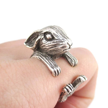 3D Unisex Rabbit Shaped Animal Ring in Silver | Animal Rings | DOTOLY