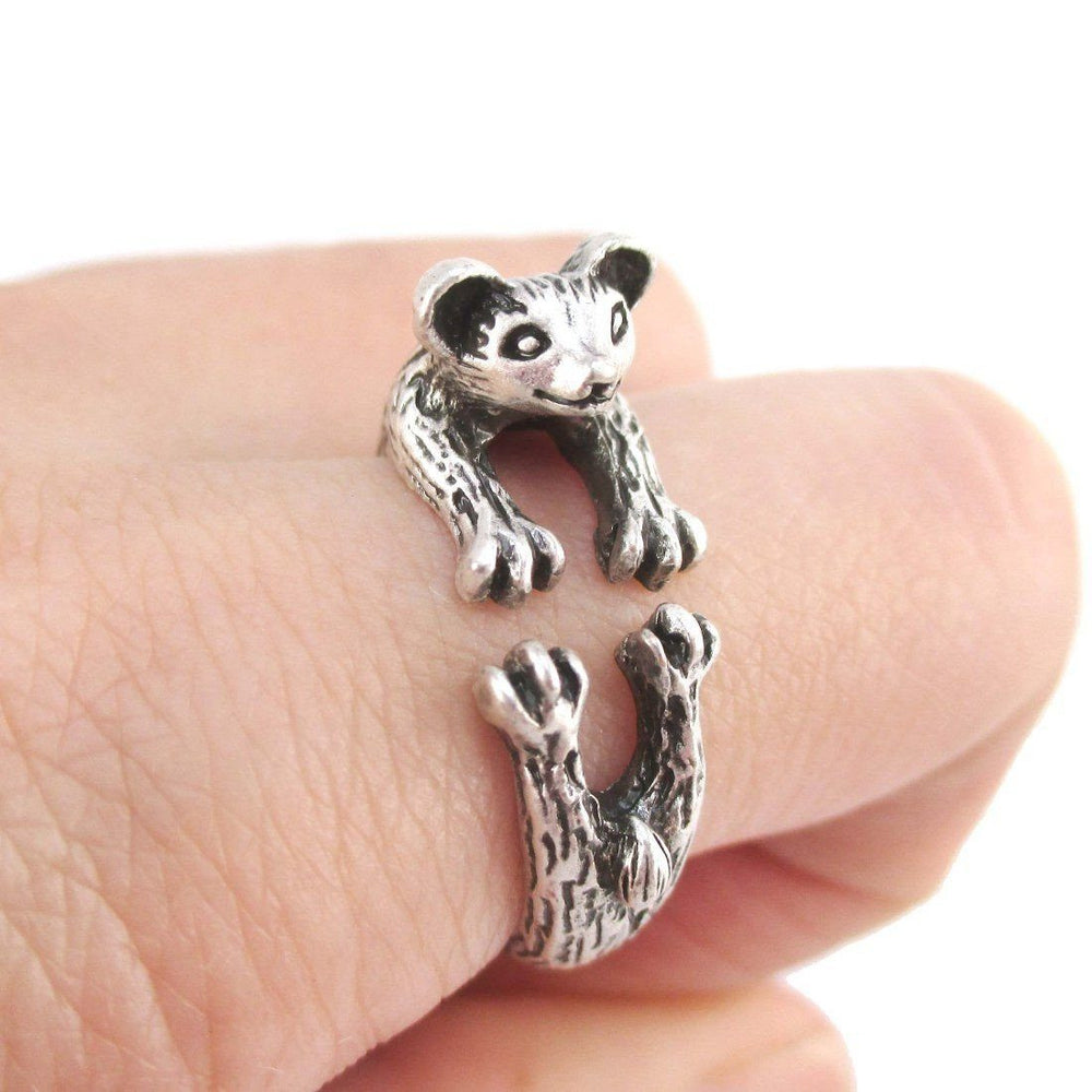 3D Weasel Ferret Mink Shaped Animal Wrap Around Ring | Animal Jewelry