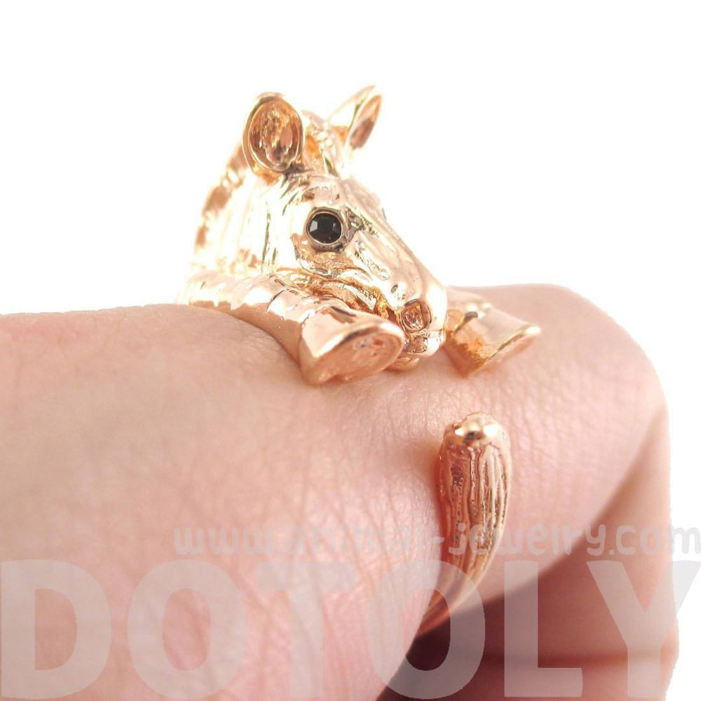 3D Zebra Shaped Animal Wrap Around Ring in Shiny Copper | US Sizes 4 to 9 | DOTOLY