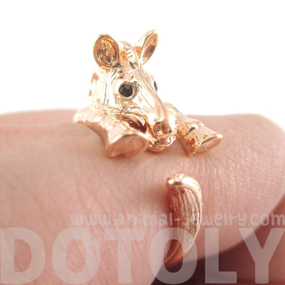 3D Zebra Shaped Animal Wrap Around Ring in Shiny Copper | US Sizes 4 to 9 | DOTOLY