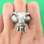 Adjustable Elephant Animal Realistic Ring For Men and Women in Silver