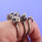 3D Bird Inspired Rings in the Shape of Flamingo Parrot and Owl in Silver