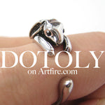 Bunny Rabbit Animal Wrap Around Ring in Shiny Silver - Sizes 4 to 9 Available | DOTOLY