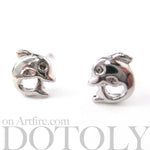 Small Dolphin Fish Sea Animal Stud Earrings in Silver | DOTOLY | DOTOLY