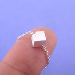 Tiny Minimal Cube and Geometric Bar Pendant Necklace | 2 Piece Set