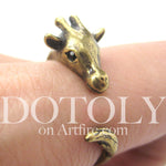 Mother Giraffe Animal Wrap Around Ring in Brass - Sizes 4 to 9 Available | DOTOLY