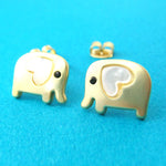 Baby Elephant Shaped Animal Stud Earring in Gold with Heart Shaped Ears | DOTOLY