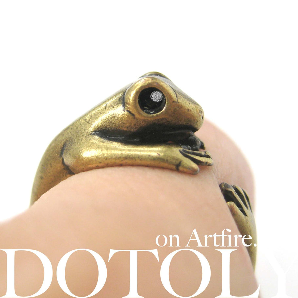 Lizard Gecko Animal Wrap Around Ring in Brass - Size 4 to 9 Available | DOTOLY