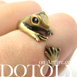Lizard Gecko Animal Wrap Around Ring in Brass - Size 4 to 9 Available | DOTOLY