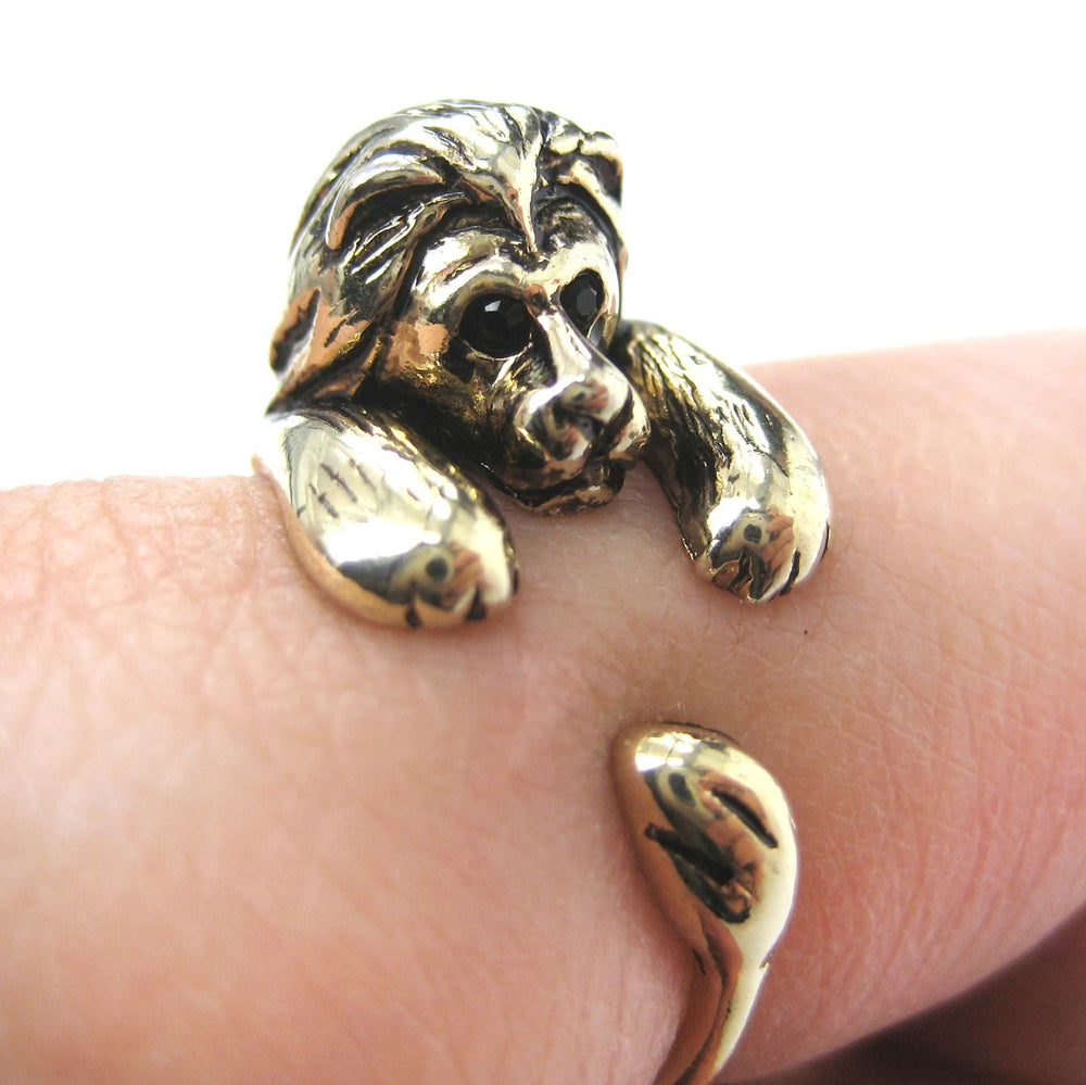 Realistic Lion Animal Wrap Around Ring in Shiny Gold - Sizes 4 to 9 Available | DOTOLY