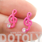 Music Themed Treble Clef Shaped Stud Earrings in Pink | DOTOLY | DOTOLY