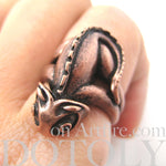 3D Adjustable Iguana Chameleon Animal Wrap Around Hug Ring in Copper | DOTOLY