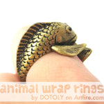 Koi Fish Sea Animal Wrap Around Ring in Brass - Sizes 4 to 9 Available | DOTOLY