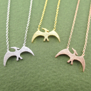 Pterodactyl Dinosaur Silhouette Prehistoric Animal Themed Charm Necklace