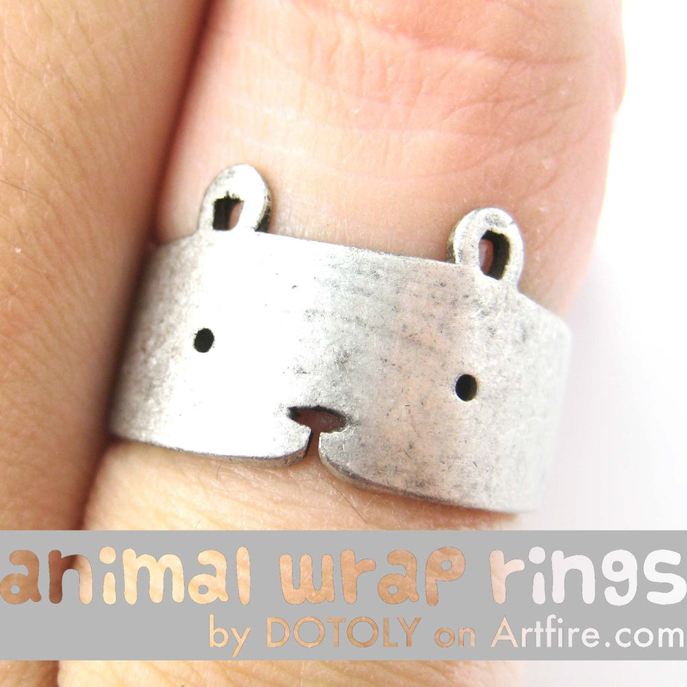 Teddy Bear Simple Animal Ring in Silver - Sizes 5 to 9 Available | DOTOLY