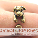 Puppy Dog Animal Wrap Around Ring in Brass - Sizes 4 to 9 Available | DOTOLY