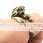 Realistic Lion Animal Wrap Around Ring in Brass - Sizes 4 to 9 Available | DOTOLY