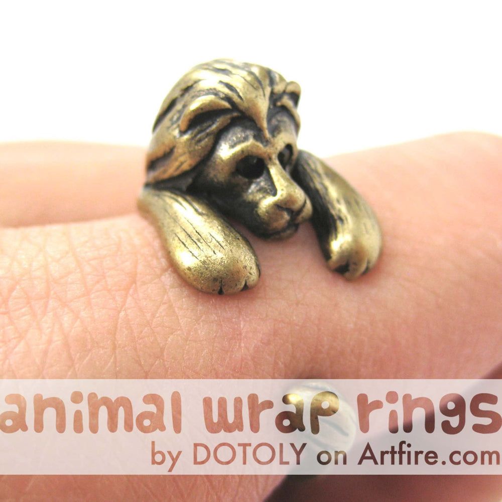 Realistic Lion Animal Wrap Around Ring in Brass - Sizes 4 to 9 Available | DOTOLY