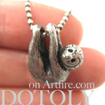 Sloth Baby Animal Pendant Necklace Realistic and Cute in Silver | DOTOLY