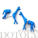 Unique Fake Gauge Earrings: Realistic Giraffe Shaped Animal Faux Plug Stud Earrings in Blue | DOTOLY