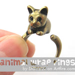 Kitty Cat Animal Wrap Around Ring in Brass - Sizes 4 to 9 Available | DOTOLY