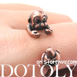 Monkey Animal Wrap Ring with Banana in Copper - Sizes 4 to 9 Available | DOTOLY