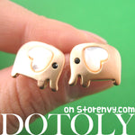 Baby Elephant Shaped Animal Stud Earring in Copper with Heart Shaped Ears | DOTOLY