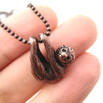 Sloth Baby Animal Pendant Necklace Realistic and Cute in Copper | DOTOLY