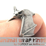 3D Bat Animal Wrap Adjustable Ring in Silver | Animal Jewelry | DOTOLY