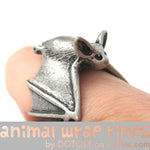3D Bat Animal Wrap Adjustable Ring in Silver | Animal Jewelry | DOTOLY
