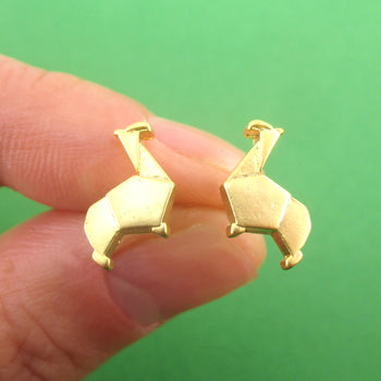 Abstract Alpaca Llama Lamb Shaped Stud Earrings in Silver or Gold