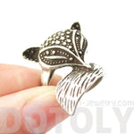 Abstract Fox Face Shaped Animal Wrap Around Ring in Silver | US Size 5 Only | DOTOLY