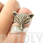 Abstract Fox Face Shaped Animal Wrap Around Ring in Silver | US Size 5 Only | DOTOLY